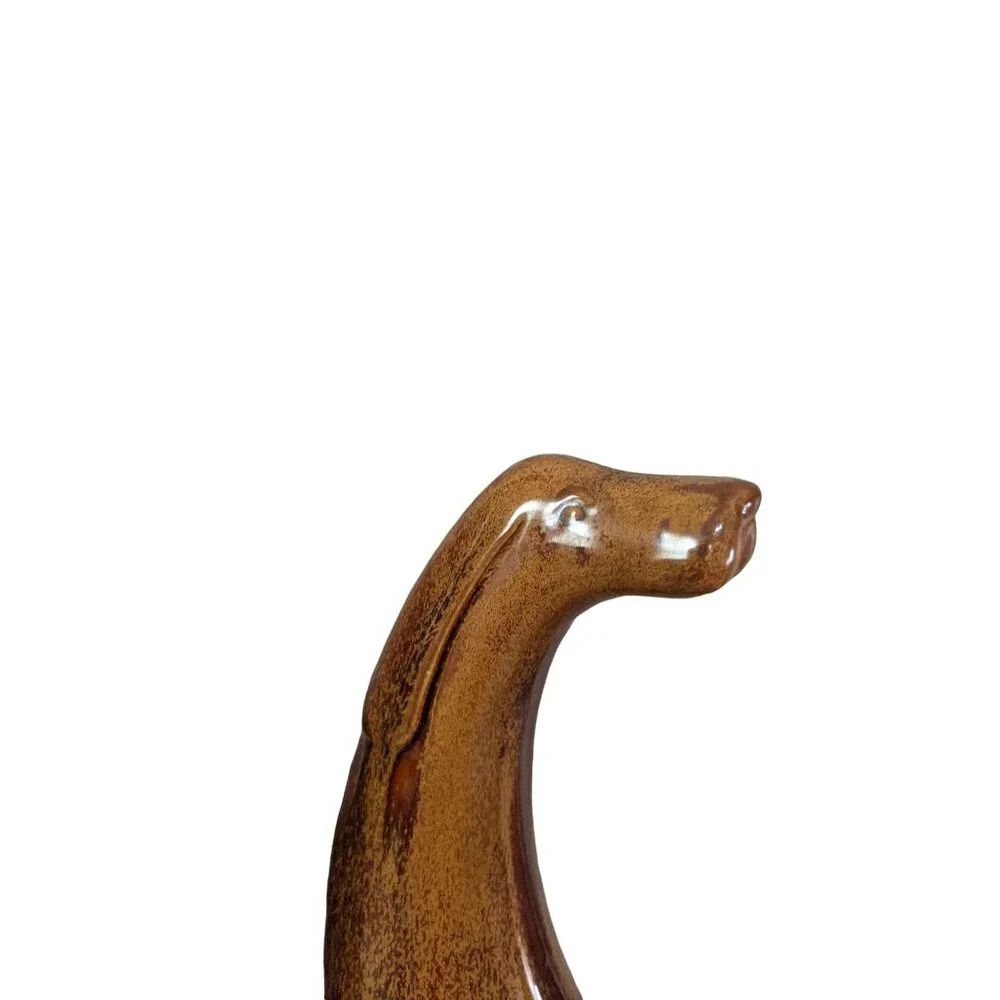 Vintage Mid Century Modern Ceramic Dog Pair Abstract‎ Long Neck Figurines Retro